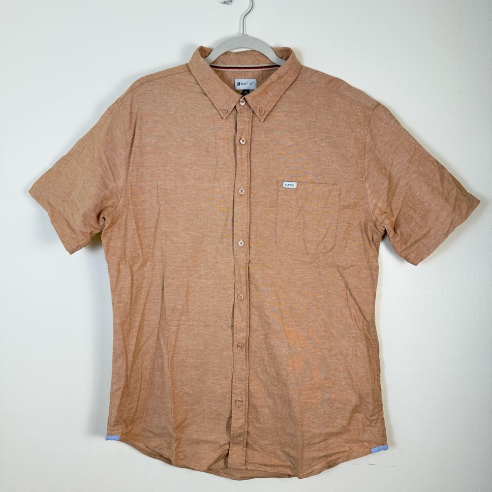 Matix Men's Button-down Short Sleeve Shirt sz XL Stretch Front Pocket Boho
